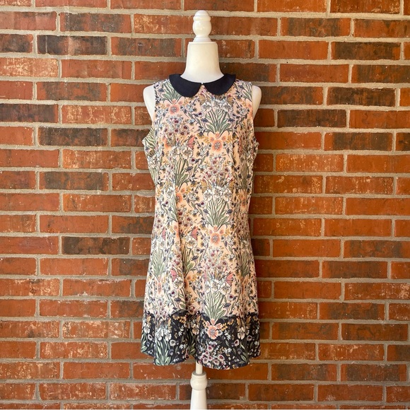 LC Lauren Conrad Sleeveless Peter Pan Collar Floral Dress, Women's Size 12 - Picture 2 of 11